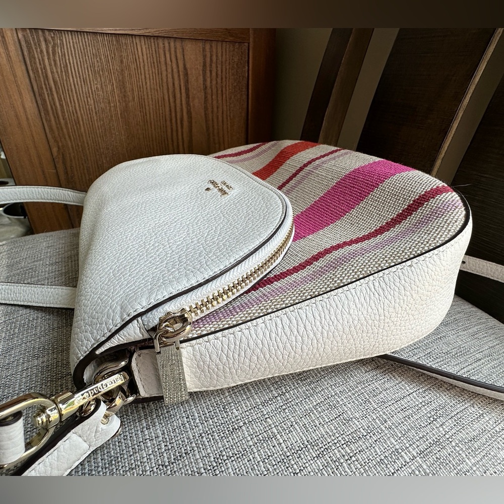 Mint Kate spade Leila Striped Rare Leather & Canvas Shoulder & Or crossbody bag - Picture 4 of 12